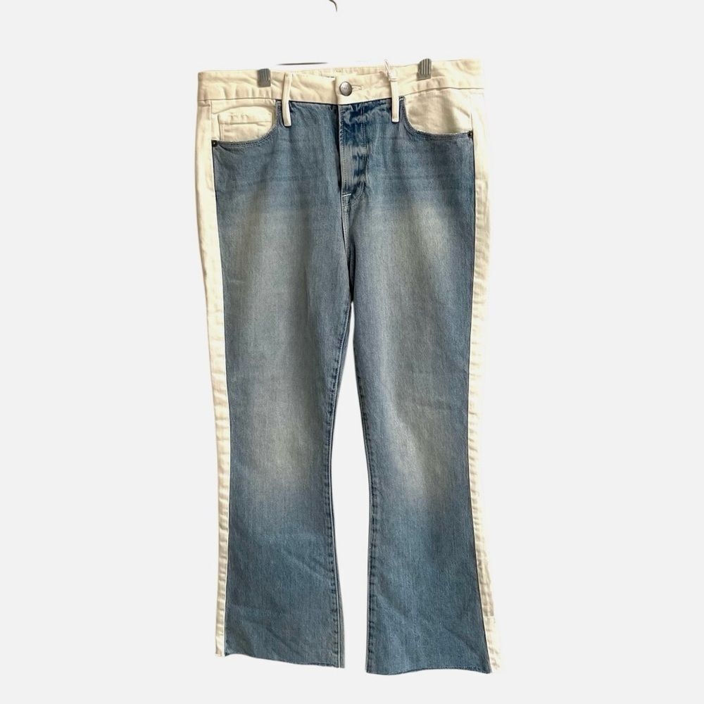 FRAME Denim Le Crop Mini Boot Jeans Color- Block in Olin Size 29